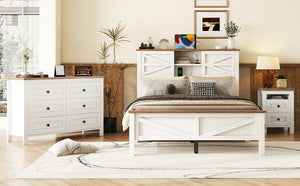 3-Piece Full Size Farmhouse Platform Bed Set with Storage