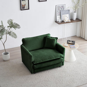 2-Piece Upholstered Sectional Sofa Set in Green Chenille