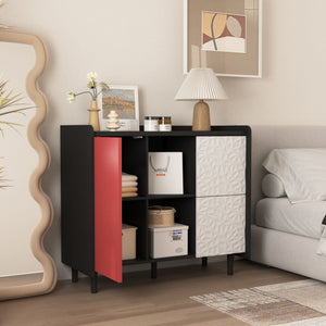 Modern Sideboard Buffet Cabinet With Doors And Unique Panel Styling
