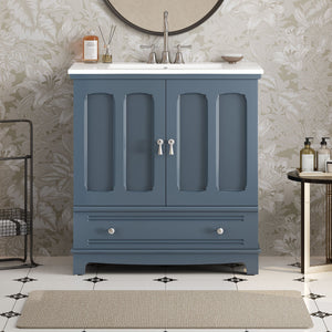 Bathroom Vanity With Sink, Cabinet With Adjustable Shelf And Drawer Divider