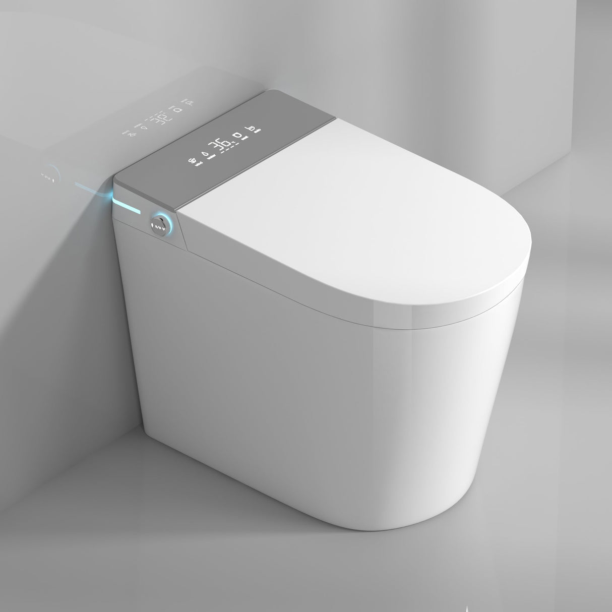 Compact Smart Toilet with Built-in Bidet Seat and Modern Tankless Design