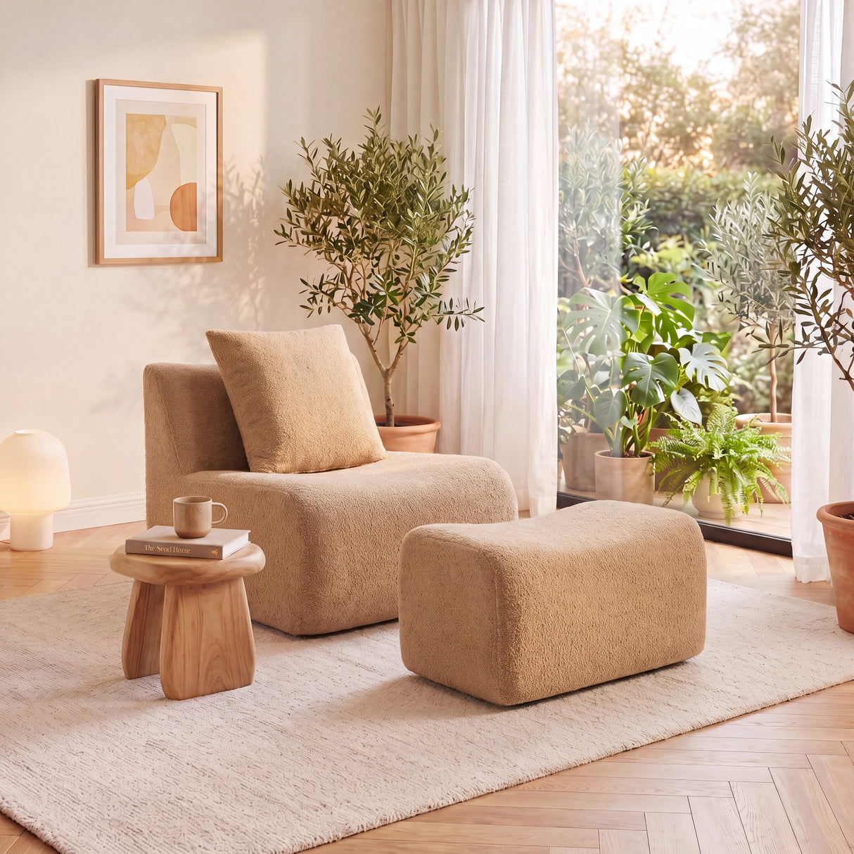 Soft Teddy Fabric Boneless Sofa