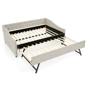 Upholstered Daybed With USB Charging & Pull Out Bed