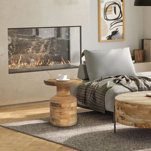 Handcrafted Wooden Accent Table with Sculptural Design - Multiple Colors