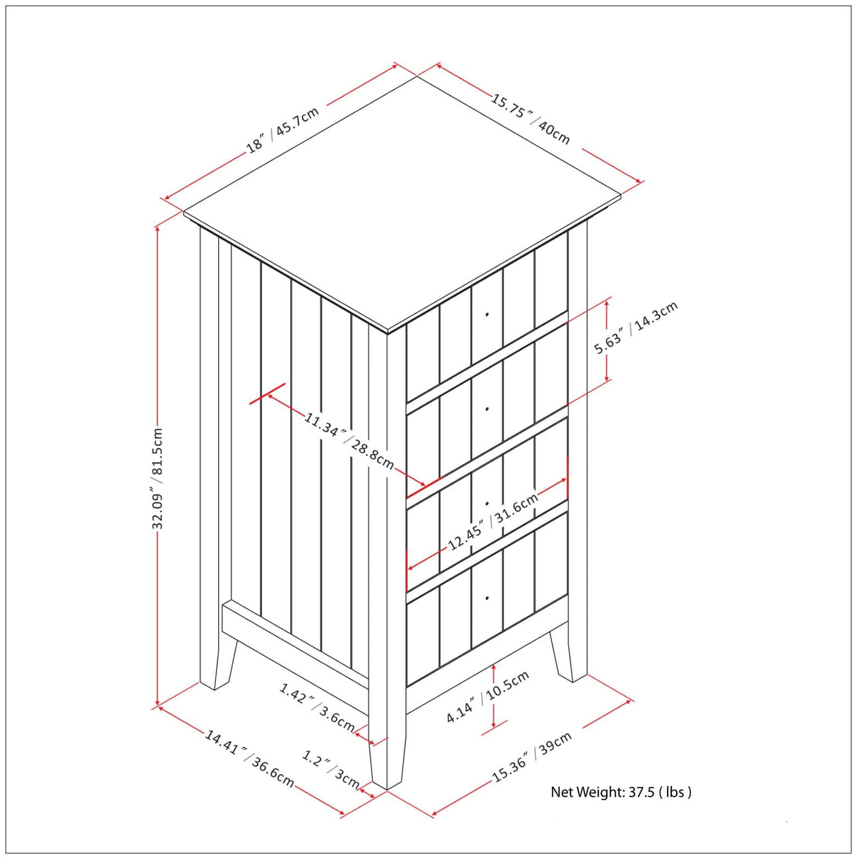 Acadian - 4 Drawer Floor Storage Cabinet - Pure White