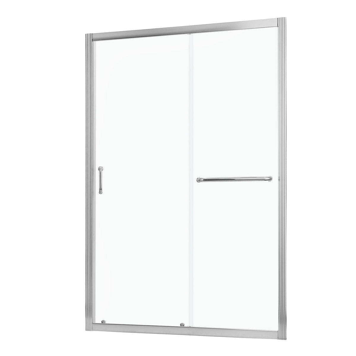 Single Sliding Bypass Shower Door with Tempered Glass Enclosure - Pearl Silver or Gray
