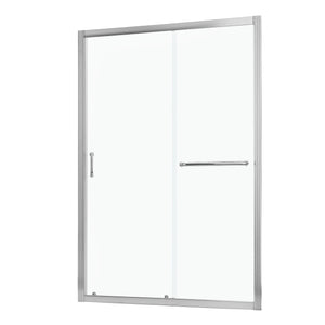 Single Sliding Bypass Shower Door with Tempered Glass Enclosure - Pearl Silver or Gray