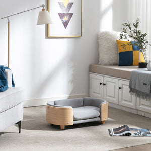 Scandinavian Style Elevated Dog Bed Pet Sofa With Solid Wood Legs