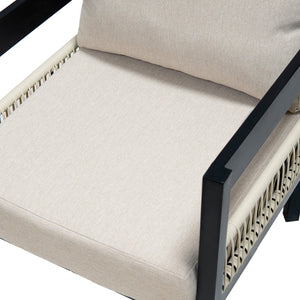 U_Style Multi-Person Outdoor Iron Sofa Set with Rattan Decoration