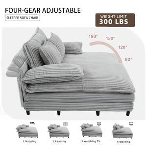 109" W Oversized Double Lounge Chaise Sofa