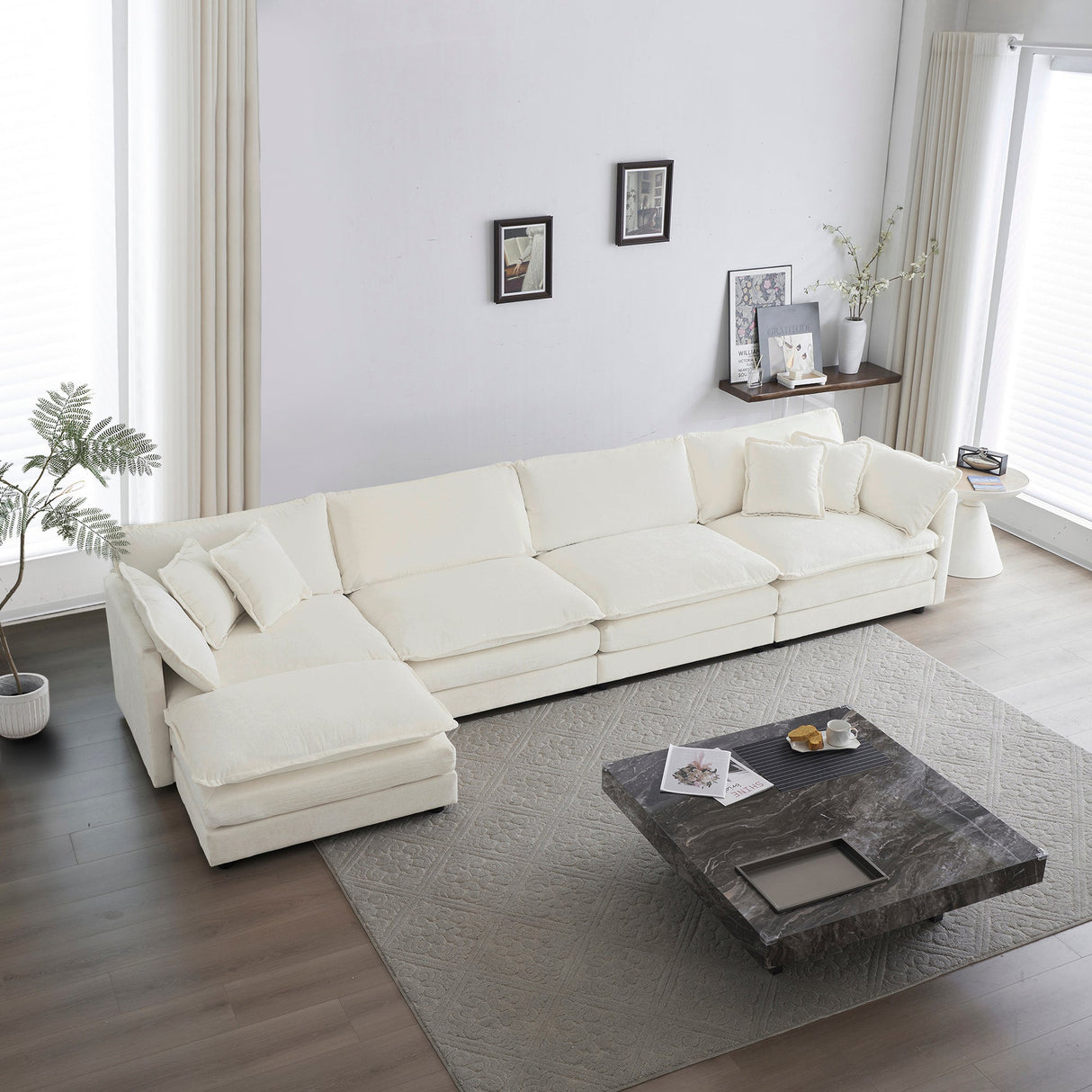 Modular Sectional Sofa for Living Room, U Shaped Couch 5 Seater Convertible with Ottoman
