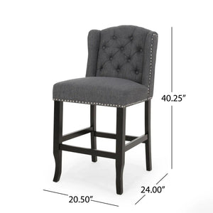 Vienna Fabric Tufted Counter Stool With Nailhead Accents (Set of 2)