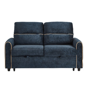 Pull Out Sofa Bed with Adjustable Backrest and USB Ports - Dark Gray, Black or Blue