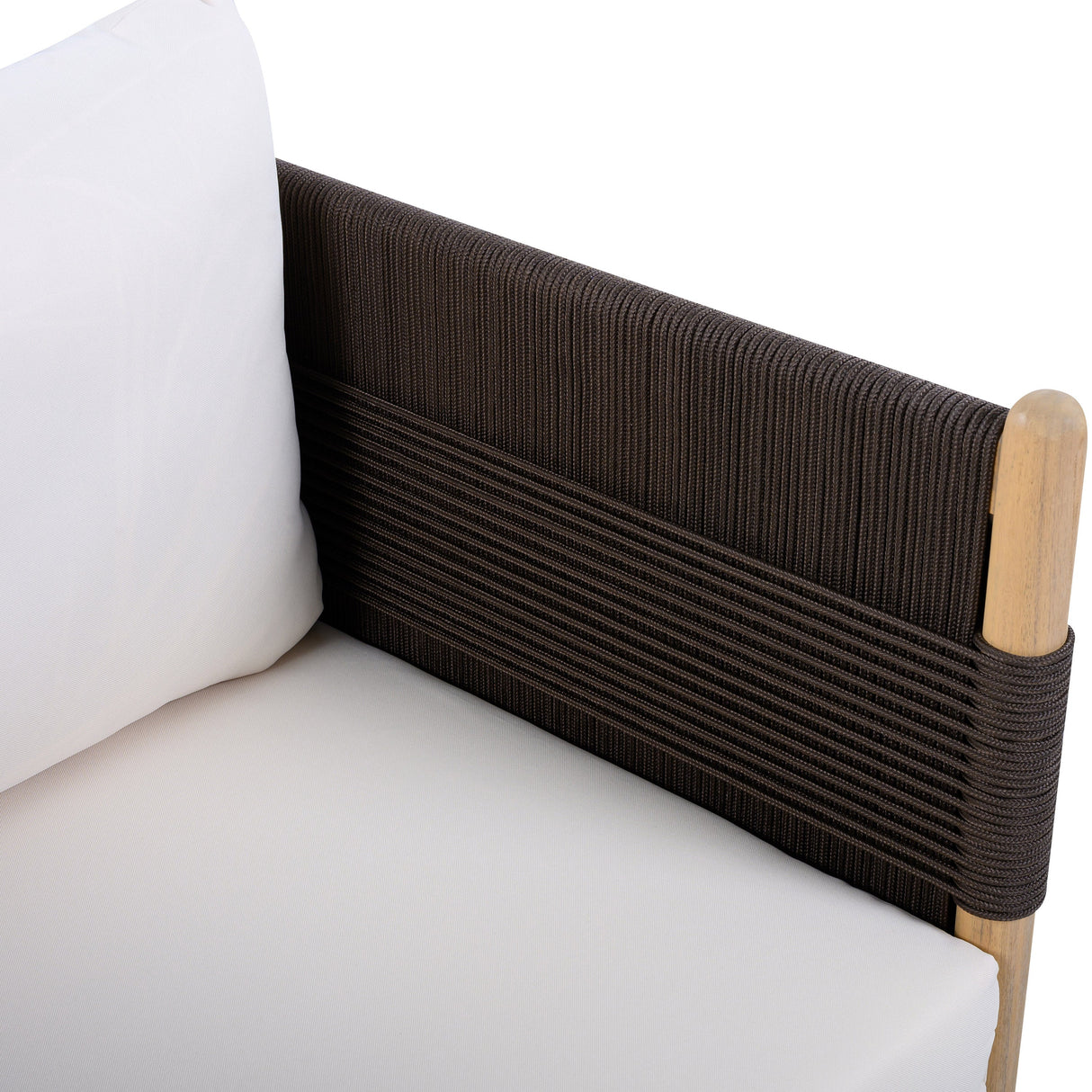 Outdoor Acacia Club Chairs (Set of 2) with Diamond-Pattern Black Rope, Light Teak Finish