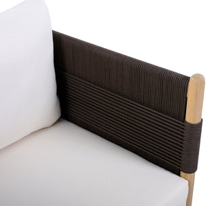 Outdoor Acacia Wood Club Chair with Diamond Rope Weave & Cushions
