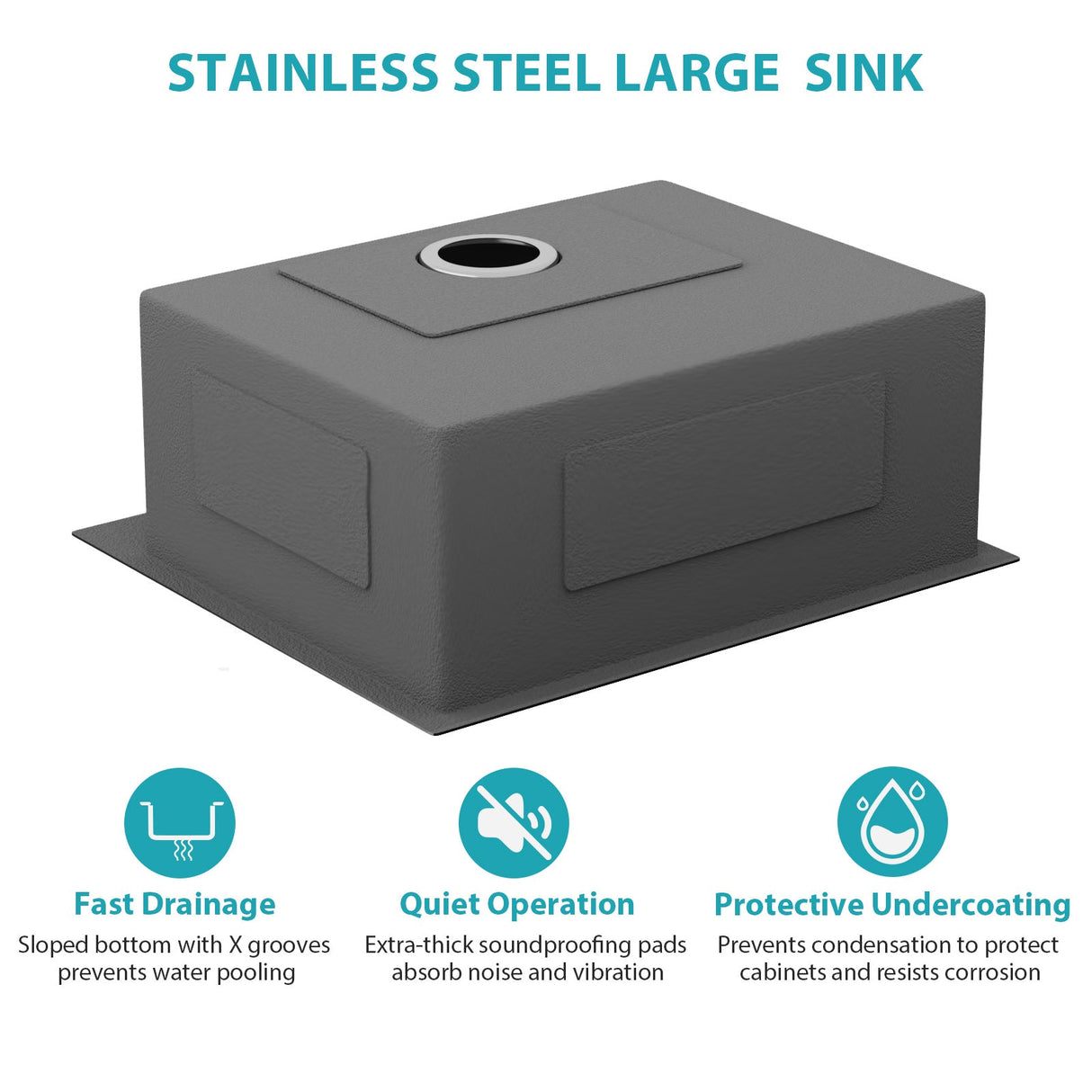 24 x 18 x 9 Inch Kitchen Sink Drop-In 16 Gauge Stainless Steel