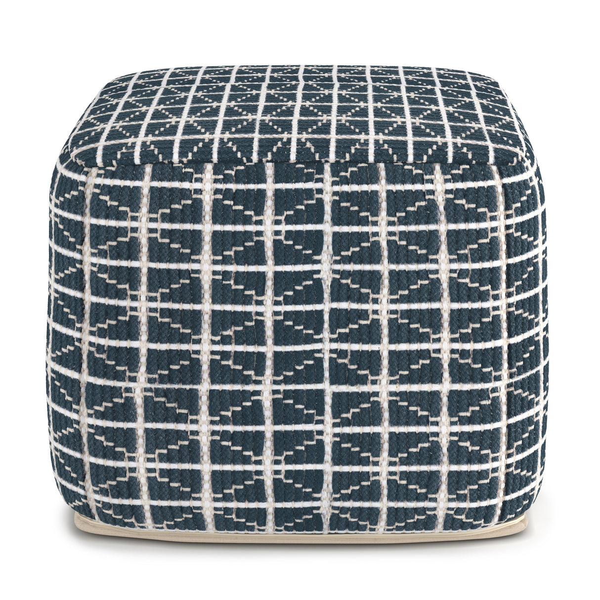 Noreen Square Pouf - Dark Blue / White