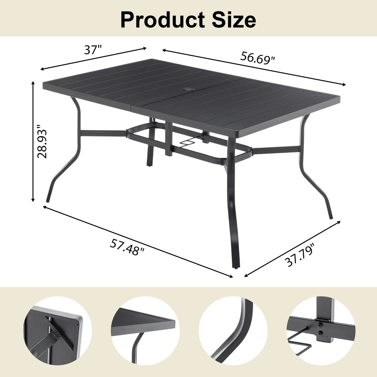 Outdoor Dining Table for 6