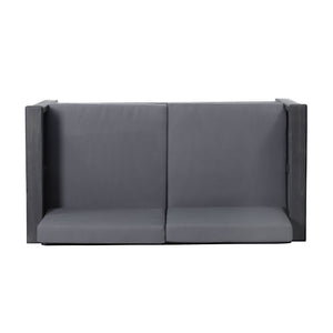 Acacia Wood Loveseat And Coffee Table Set With Cushions