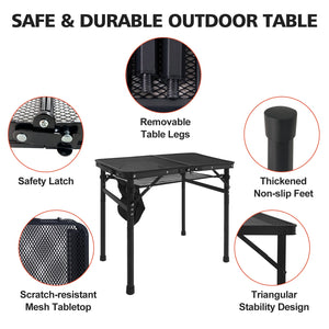 2FT Camping Table with Mesh Desktop, Lightweight & Portable