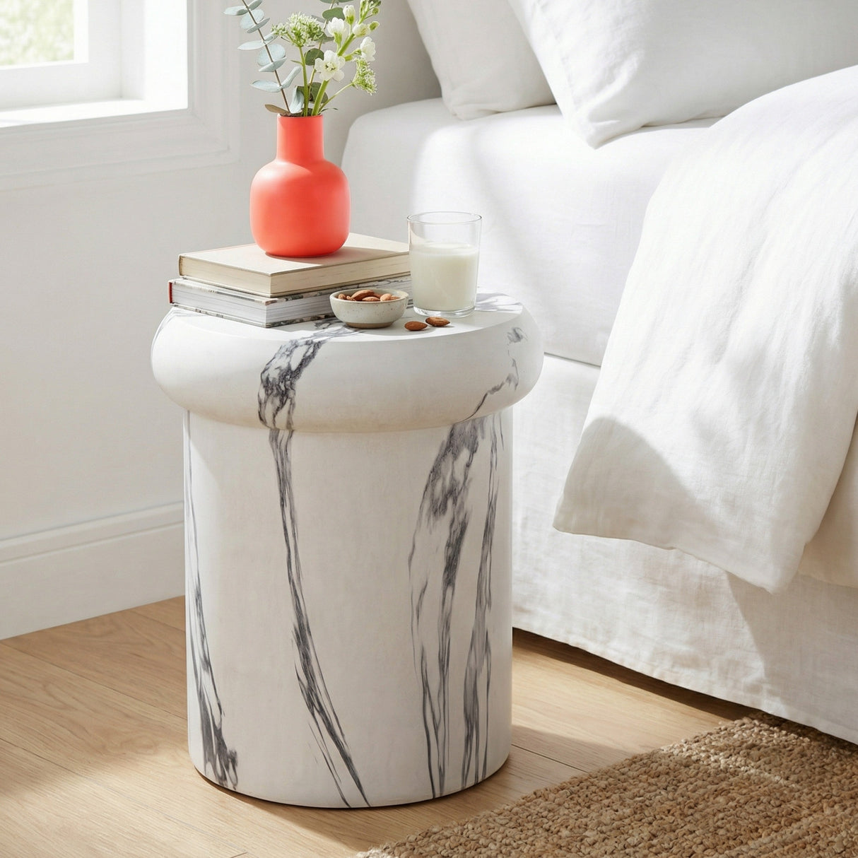 18.11"H Sculptural MGO Side Table