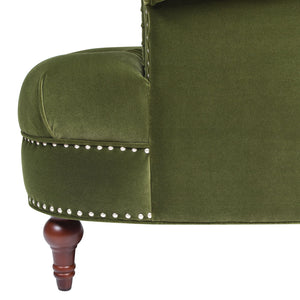 Victorian Tufted Upholstered Accent Chair with Nailhead Trim - Dark Red, Blue, or Pink