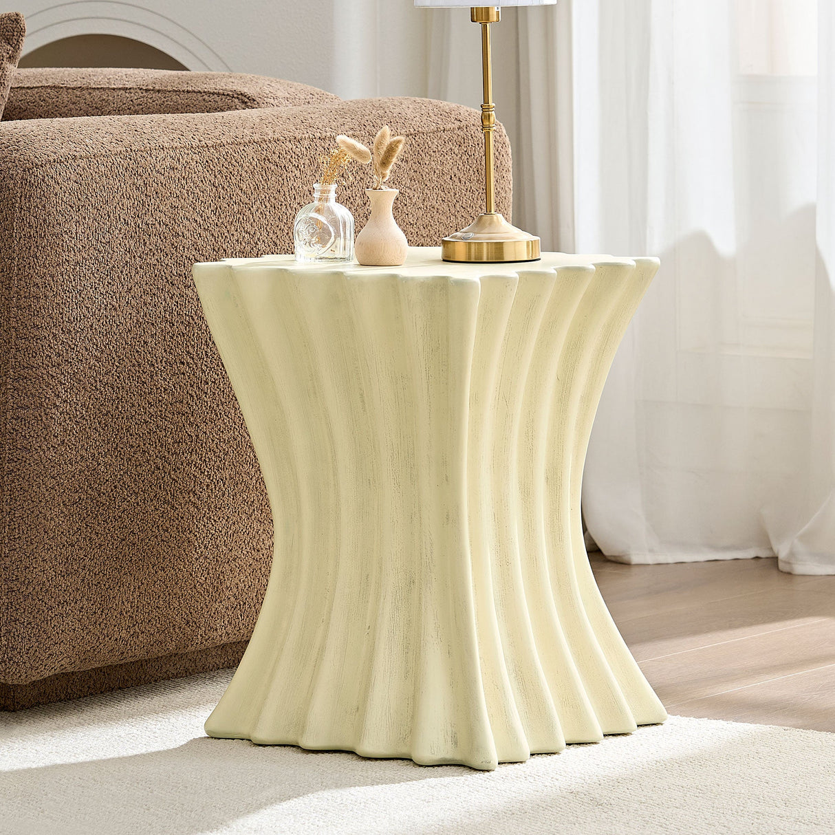 15.16 Inch Side Table Vintage Sturdy Fiberglass Table