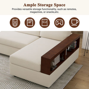 Sectional Sofa Upholstered Sofa Couch With Reversible Armrests For Living Room