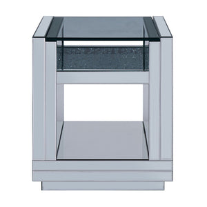 Nysa - 24" End Table - Mirrored & Faux Crystals
