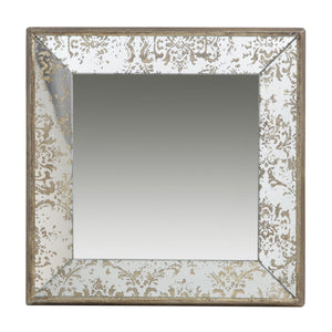 Antique Rectangle Mirror with Floral Accents - Pearl Silver