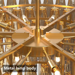 37" Extra Large 14-Light Gold Modern Round Chandelier