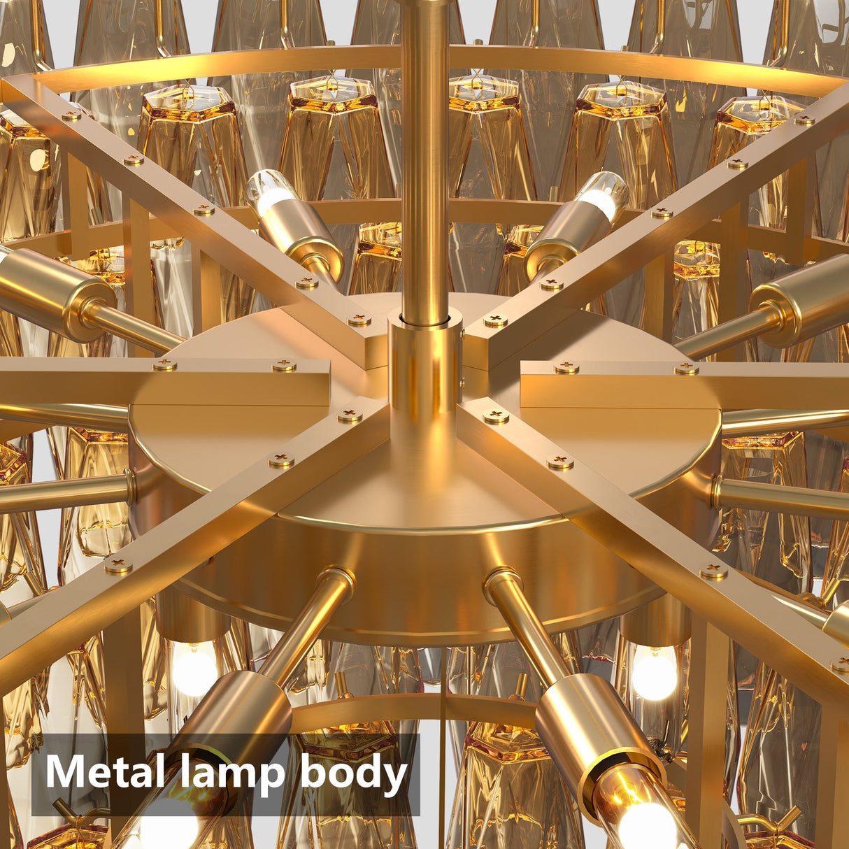 37" Extra Large 14-Light Gold Modern Round Chandelier