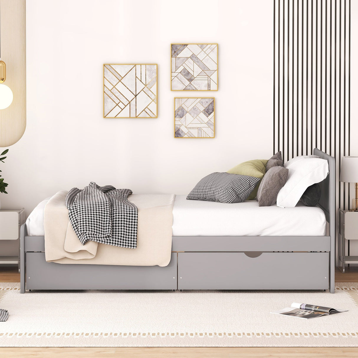 The Space-Saving Rubberwood Twin Bed With Integrated Storage