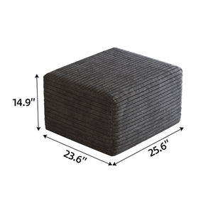 Sofa Ottoman - No Assembly Required - Dark Grey Plush Corduroy Fabric