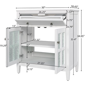 Bathroom Vanity With Ceramic Sink, Adjustable Shelf & Tip Out Tray