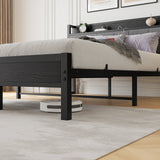 Queen Size Bed Frame with Storage Headboard and Charging Station