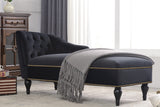 58" Velvet Chaise Lounge with Nailhead Trim and Solid Wood Legs