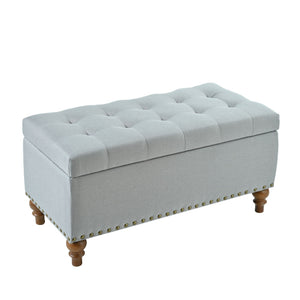 Upholstered Ottoman With Storage And Rivet Trim