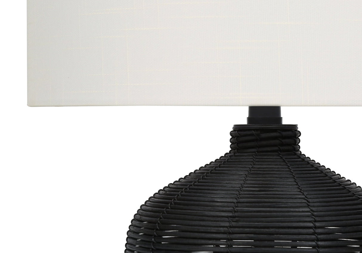 Captions 23" Table Lamp with Rattan Base and Linen Drum Shade