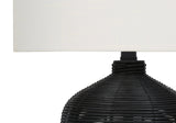 Captions 23" Table Lamp with Rattan Base and Linen Drum Shade