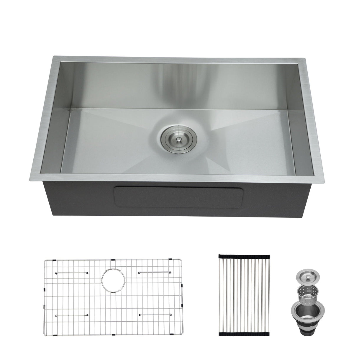 Modern Undermount Stainless Steel Kitchen Sink 16 Gauge, Deep Single Bowl