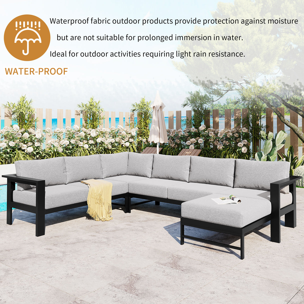 Modular U-Shaped Aluminum Outdoor Sofa Set