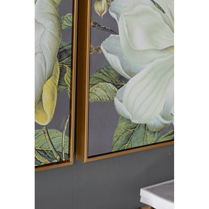 Set of 4 White and Gold Botanical Wall Art Prints, 20” x 20”