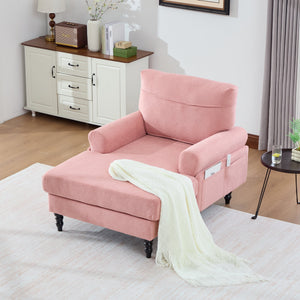Modern Minimalist Chenille Fabric Chaise Lounge Recliner