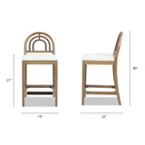 27" Upholstered Counter Stool with Arched Back Wood, Set of 2