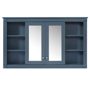 Wall-Mounted Mirror Cabinet With Adjustable Shelf And Open Shelves