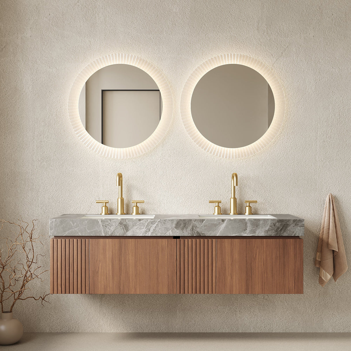 MURI 60" Bathroom Vanity & Sink, Floating Plywood Storage Cabinet