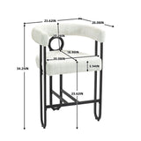 Household bar stools set of 2, modern upholstered with back