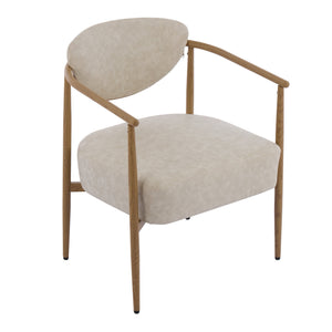 Beige PU Leather Dining Room Chair with Metal Frame