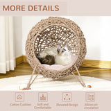 20.5' Weaved Banana Leaf Cat Bed with Cushion Beige